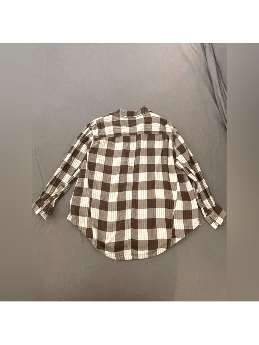 Free People Brown and White Plaid Button-Down Shirt - Picture 8 of 9